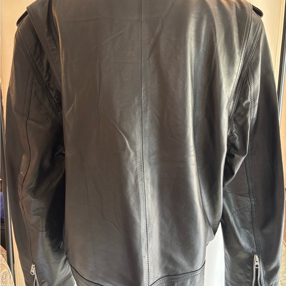 Black Leather Jacket with Silver Zippers - Picture 12 of 16